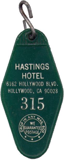 Doby Daenger's room key Hastings Hotel Hollywood Blvd
